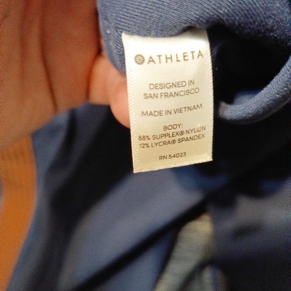 Athleta Yoga Pants Navy with Brown stripe embellishment Sz Medium - Picture 8 of 9